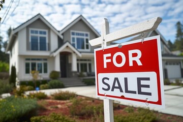House for sale sign in front of a modern home