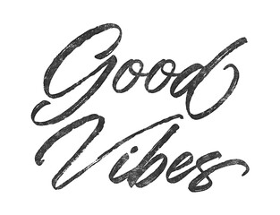 Good Vibes written in brush script font with marker ink effect isolated on transparent background