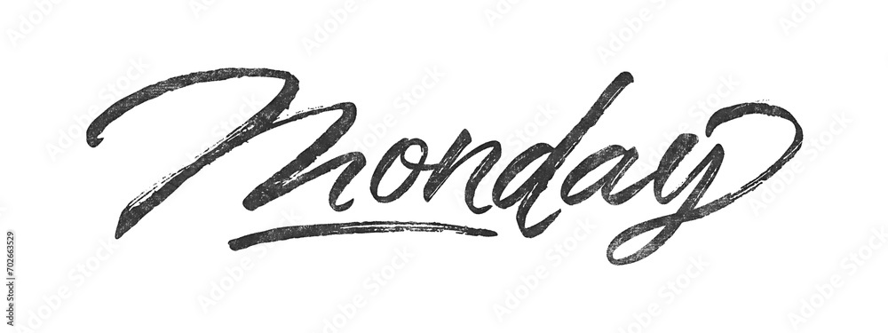 Poster weekday monday written in brush script font with marker ink effect isolated on transparent backgroun