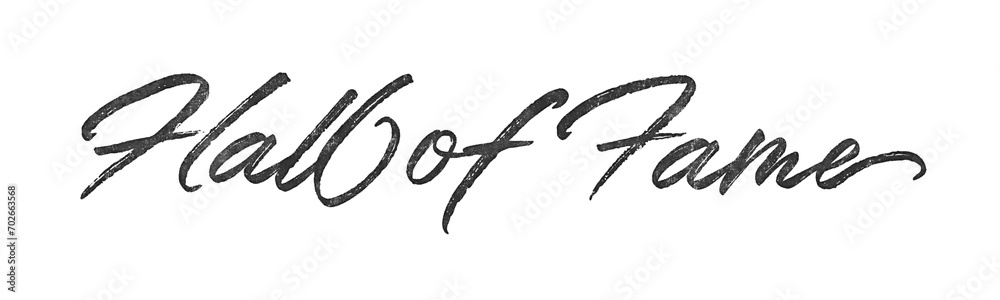 Poster hall of fame written in brush script font with marker ink effect isolated on transparent background