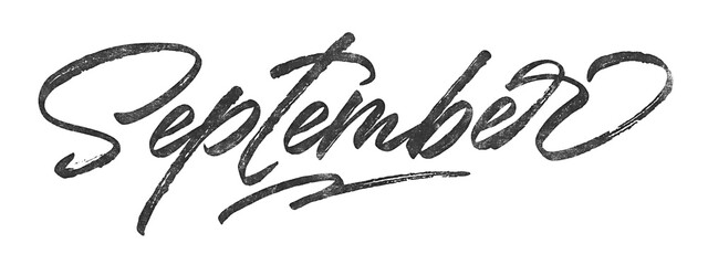 Month October written in brush script font with marker ink effect isolated on transparent background