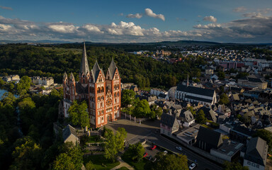 Fototapeta na wymiar Aerial view of the Limburger Dom in Limburg an der Lahn, Germany