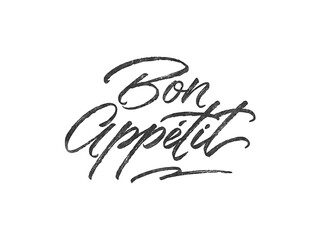 Bon Appétit written in brush script font with marker ink effect isolated on transparent background