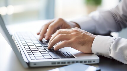 A close,up of hands typing on a keyboard, work from home concept , close,up, hands, typing, keyboard