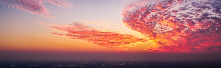 Spectacular sky cloud natural landscape at dusk. aerial view.