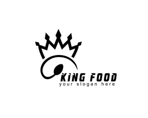 king food logo design template The circular spoon forms a plate wearing a crown