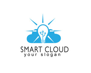 smart cloud logo design template 
lights on blue clouds background