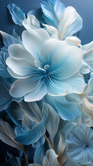 Abstract floral background with blue and white flowers. Floral illustration for textile, print, wallpapers, wrapping.