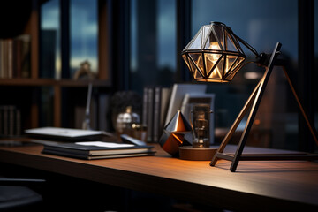 Fototapeta na wymiar A minimalist design of a desk lamp, composed of basic geometric shapes.