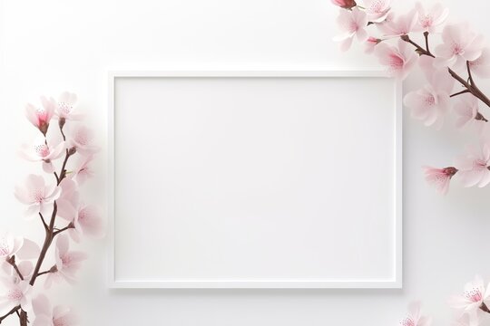 Mockup poster frame close up, 3d render minimalist top shot, new year theme simple color
