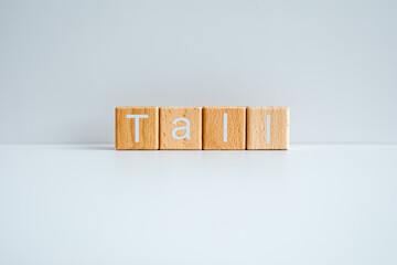 Wooden blocks form the text 