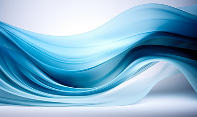 Fototapeta premium Abstract Blue Wavy Design on White Background, Modern Fluid Art Concept, Dynamic Smooth Lines, Digital Wave Illustration