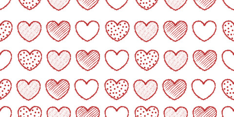 Seamless pencil hearts pattern.Vector illustration.