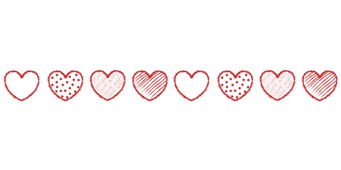 Pencil hearts, part of a frame, brush. Vector illustration.