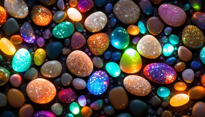 Fototapeta na wymiar fullframe of colorful pebble on dark background