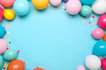 Decorative multi-coloured balloons confetti splashes background
