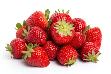 AI-generated illustration of an assortment of fresh ripe strawberries isolated on a white background