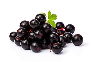 AI-generated illustration of a cluster of fresh blackcurrants isolated on a white background