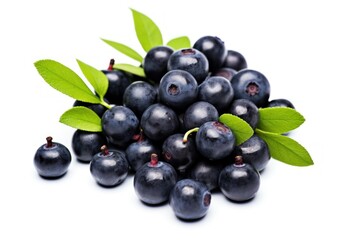 AI-generated illustration of fresh, ripe bilberries isolated on a white background