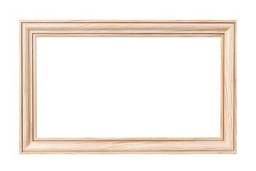 Wooden photo frame on transparent background, wood frame png
