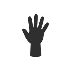 Vector image of a black silhouetted hand displayed in a flat design, perfect for representing the concept of communication, help, or direction.