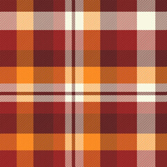 Gift paper fabric check background, nyc tartan seamless textile. Madras pattern texture plaid vector in red and beige colors.