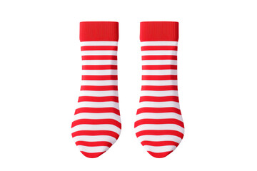 Red striped female socks on transparent background, socks png