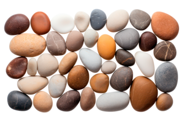 round pebble stones isolated on a transparent background, png file	