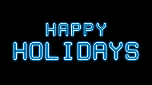 Happy holidays animation with echo text effect in blue neon color and black background. Suitable for holiday-themed designs, greeting cards, social media posts, and festive marketing materials.