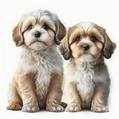puppy cute dogs Full body facing forward clear white background , generated by AI. High quality photo