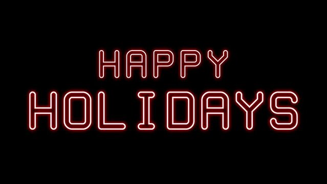 Happy holidays animation with echo text effect in red neon color and black background. Suitable for holiday-themed designs, greeting cards, social media posts, and festive marketing materials.