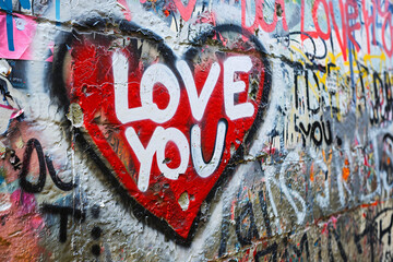 Graffiti heart shape, the text 