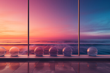 A depiction of a gradient horizon, showcasing a harmonious blend of colors reminiscent of a serene sunset.