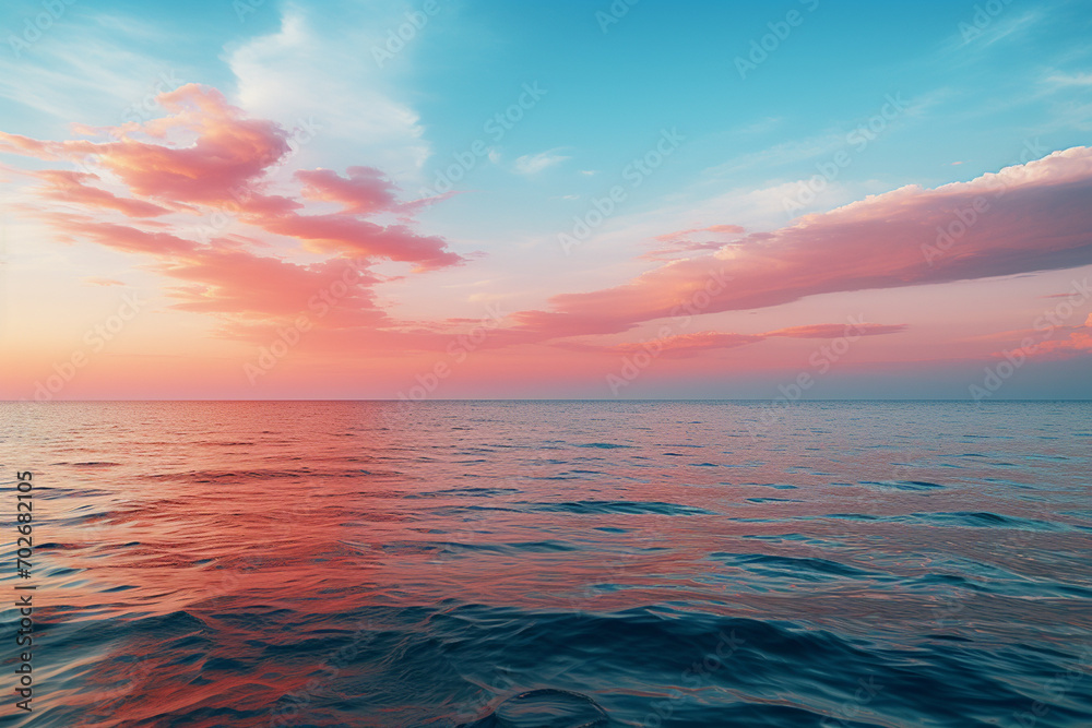 Poster a depiction of a gradient horizon, showcasing a harmonious blend of colors reminiscent of a serene s
