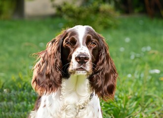 springer spaniel hunting dog portrait , generated by AI