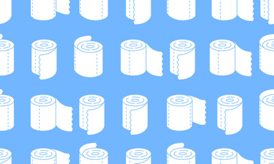 Toilet paper roll seamless pattern. Vector illustration. Set of toilet paper rolls. Flat illustration. Collection of toilet paper rolls