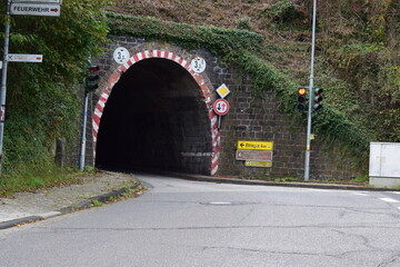 tunnel with road signs