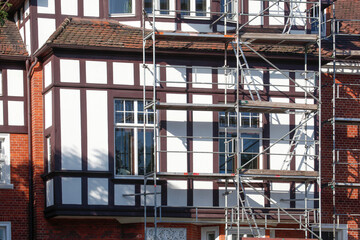 Baugerüst an einem Altbau,  Fachwerkhaus, Bremen, Deutschland