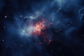 A close-up of a nebula in the night sky, illuminated by a distant star - obrazy, fototapety, plakaty