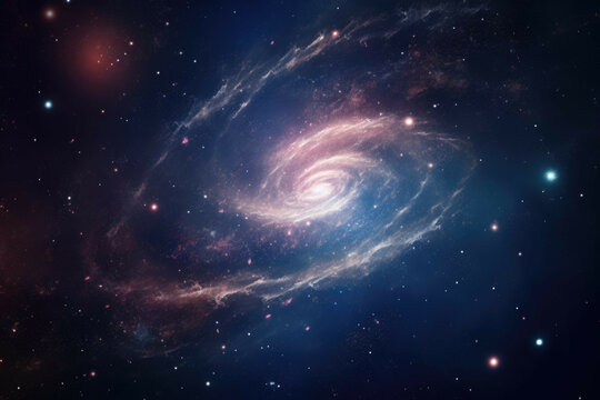 A shot of a distant galaxy, with its spiral arms stretching out into the infinite darkness of space