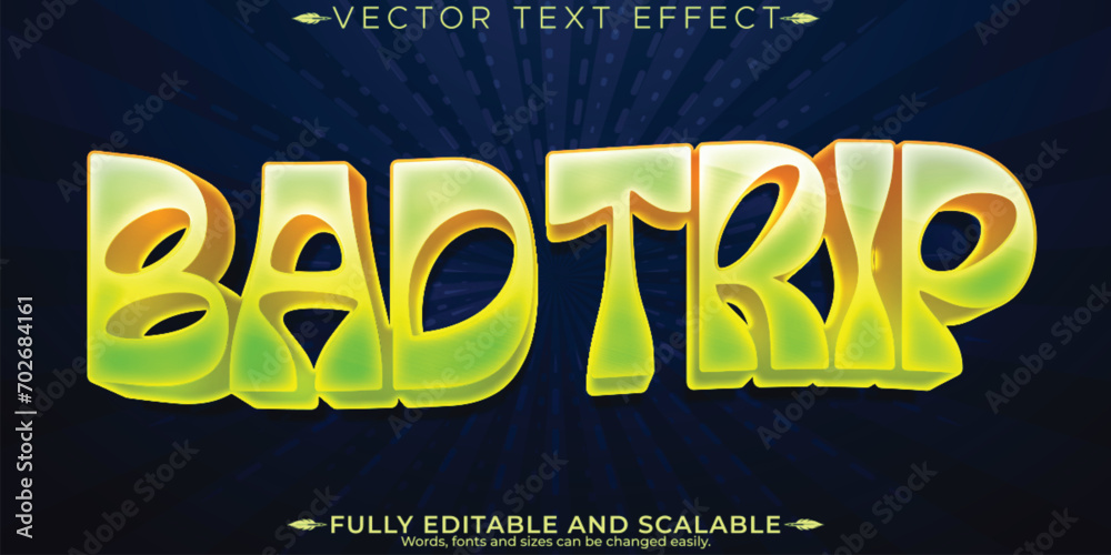 Wall mural trippy text effect, editable psychedelic and vibrant customizable font style
