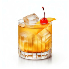 Amaretto Sour Cocktail, isolated on white background