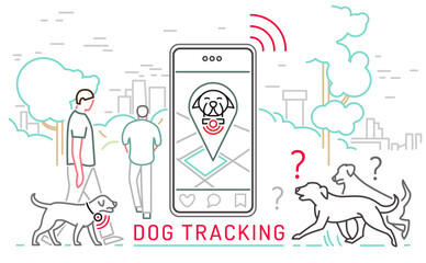 Smart pet collar landscape poster. Dog tech gadgets.
