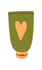 Beauty care element of colorful set. This care-themed artwork is a testament to elegance of grooming. The meticulously designed tube of cream stand out against the white canvas. Vector illustration.