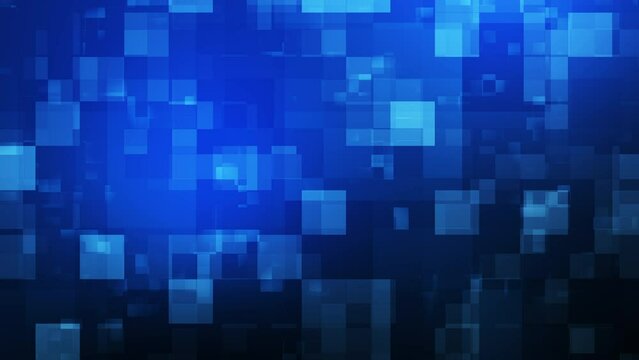Geometric tech motion background in dark blue with squares shapes. Seamless looping animation