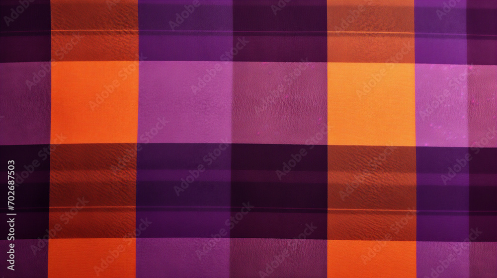 Wall mural colorful texture, purple and orange plaid textured fabric background, red and white fabric, seamless