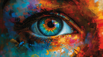 Colorful Optometry Chart Display:  An optometry chart featuring vibrant colors and symbols to assess color vision and visual acuity