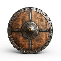 Fototapeta premium Round Shield Medieval Weapon isolated on white background