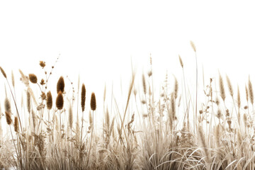 Fototapeta premium A field of wild grasses with its various shapes and textures, isolated on white background