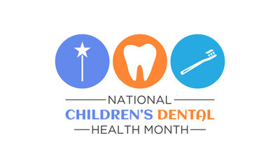 February is National Children's Dental Health Month. Protecting teeth and promoting good health, Holiday concept for banner, poster, card and background design. Vector illustration.